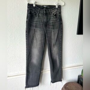 Old Navy sky high straight extra high rise jeans distressed black size 8